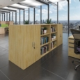 Contract double door cupboard 830mm high with 1 shelf - oak