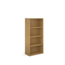 Contract bookcase 1630mm high with 3 shelves - oak