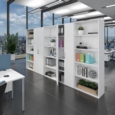 Contract bookcase 1630mm high with 3 shelves - white