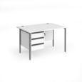 Contract 25 straight desk with 3 drawer pedestal and graphite H-Frame leg 1200mm x 800mm - white top