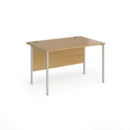 Contract 25 straight desk with silver H-Frame leg 1200mm x 800mm - oak top