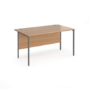 Contract 25 straight desk with graphite H-Frame leg 1400mm x 800mm - beech top