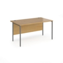 Contract 25 straight desk with graphite H-Frame leg 1400mm x 800mm - oak top