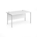 Contract 25 straight desk with silver H-Frame leg 1400mm x 800mm - white top