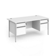 Contract 25 straight desk with 2 and 2 drawer pedestals and silver H-Frame leg 1600mm x 800mm - white top