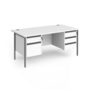 Contract 25 straight desk with 2 and 3 drawer pedestals and graphite H-Frame leg 1600mm x 800mm - white top