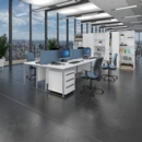 Contract 25 straight desk with 2 and 3 drawer pedestals and silver H-Frame leg 1600mm x 800mm - white top