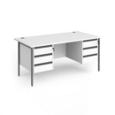 Contract 25 straight desk with 3 and 3 drawer pedestals and graphite H-Frame leg 1600mm x 800mm - white top