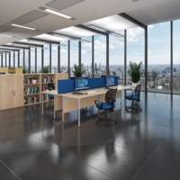 Contract 25 straight desk with 3 and 3 drawer pedestals and silver H-Frame leg 1600mm x 800mm - beech top