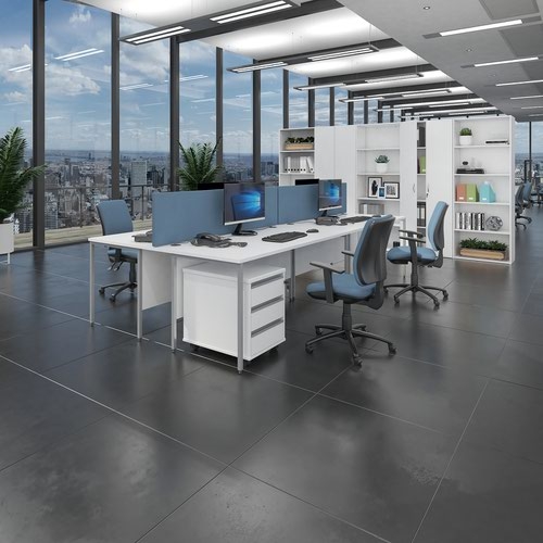 Contract 25 straight desk with graphite H-Frame leg 1600mm x 800mm - white top