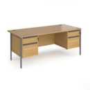 Contract 25 straight desk with 2 and 2 drawer pedestals and graphite H-Frame leg 1800mm x 800mm - oak top