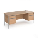 Contract 25 straight desk with 2 and 2 drawer pedestals and silver H-Frame leg 1800mm x 800mm - beech top