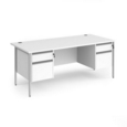 Contract 25 straight desk with 2 and 2 drawer pedestals and silver H-Frame leg 1800mm x 800mm - white top