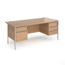 Contract 25 straight desk with 2 and 3 drawer pedestals and silver H-Frame leg 1800mm x 800mm - beech top