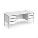 Contract 25 straight desk with 3 and 3 drawer pedestals and silver H-Frame leg 1800mm x 800mm - white top