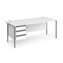 Contract 25 straight desk with 3 drawer pedestal and graphite H-Frame leg 1800mm x 800mm - white top