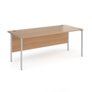 Contract 25 straight desk with silver H-Frame leg 1800mm x 800mm - beech top