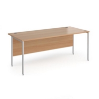 Contract 25 straight desk with silver H-Frame leg 1800mm x 800mm - beech top