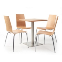 Fundamental dining chair in beech with chrome frame