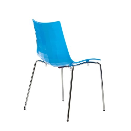 Gecko shell dining stacking chair with chrome legs - blue