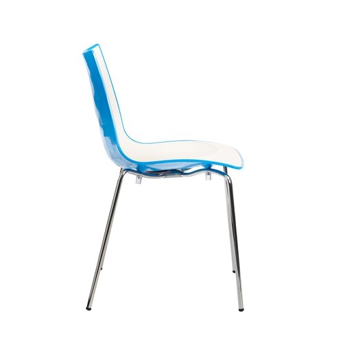 Gecko shell dining stacking chair with chrome legs - blue