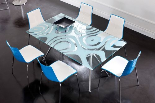 Gecko shell dining stacking chair with chrome legs - blue