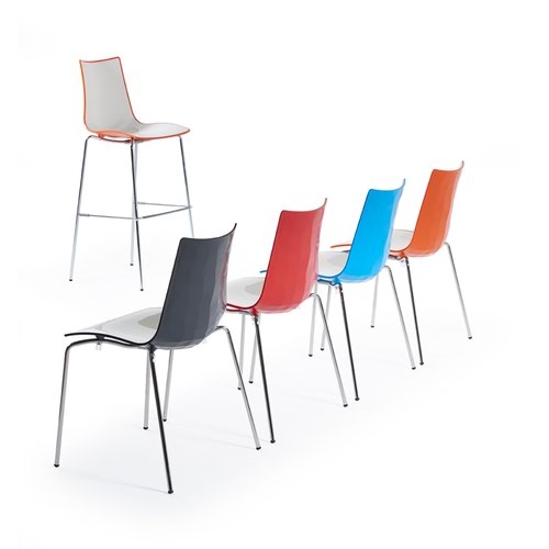 Gecko shell dining stacking chair with chrome legs - orange