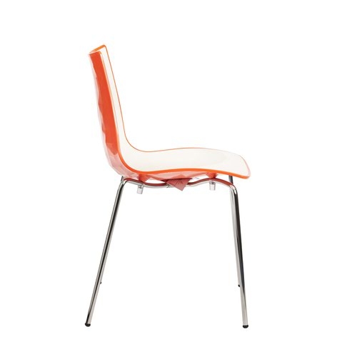Gecko shell dining stacking chair with chrome legs - orange