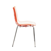 Gecko shell dining stacking chair with chrome legs - orange