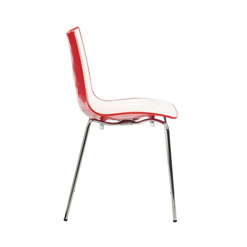 Gecko shell dining stacking chair with chrome legs - red