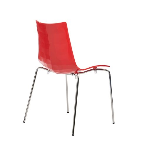 Gecko shell dining stacking chair with chrome legs - red