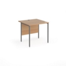 Contract 25 straight desk with graphite H-Frame leg 800mm x 800mm - beech top