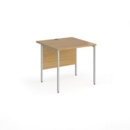 Contract 25 straight desk with silver H-Frame leg 800mm x 800mm - oak top
