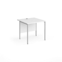Contract 25 straight desk with silver H-Frame leg 800mm x 800mm - white top