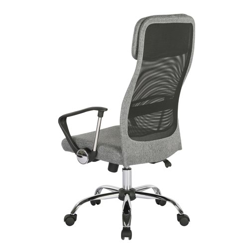 Chord high back operators chair with mesh back and headrest - grey