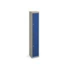 Bisley lockers with 2 doors 305mm deep - grey with blue doors