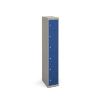Bisley lockers with 6 doors 457mm deep - grey with blue doors
