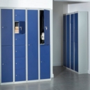 Bisley lockers with 6 doors 457mm deep - grey with blue doors