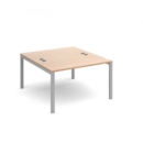 Connex back to back desks 1200mm x 1600mm - silver frame and beech top