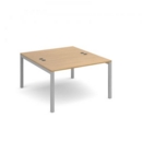 Connex back to back desks 1200mm x 1600mm - silver frame and oak top