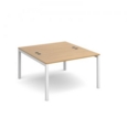 Connex back to back desks 1200mm x 1600mm - white frame and oak top