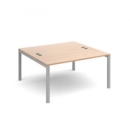 Connex back to back desks 1400mm x 1600mm - silver frame and beech top