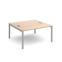 Connex starter units back to back 1400mm x 1600mm - silver frame and beech top