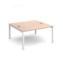 Connex starter units back to back 1400mm x 1600mm - white frame and beech top