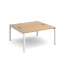 Connex starter units back to back 1400mm x 1600mm - white frame and oak top