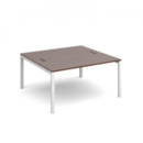 Connex starter units back to back 1400mm x 1600mm - white frame and walnut top