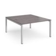 Connex back to back desks 1400mm x 1600mm - silver frame and grey oak top