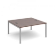 Connex back to back desks 1400mm x 1600mm - silver frame and walnut top