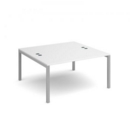 Connex back to back desks 1400mm x 1600mm - silver frame and white top