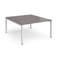 Connex back to back desks 1400mm x 1600mm - white frame and grey oak top